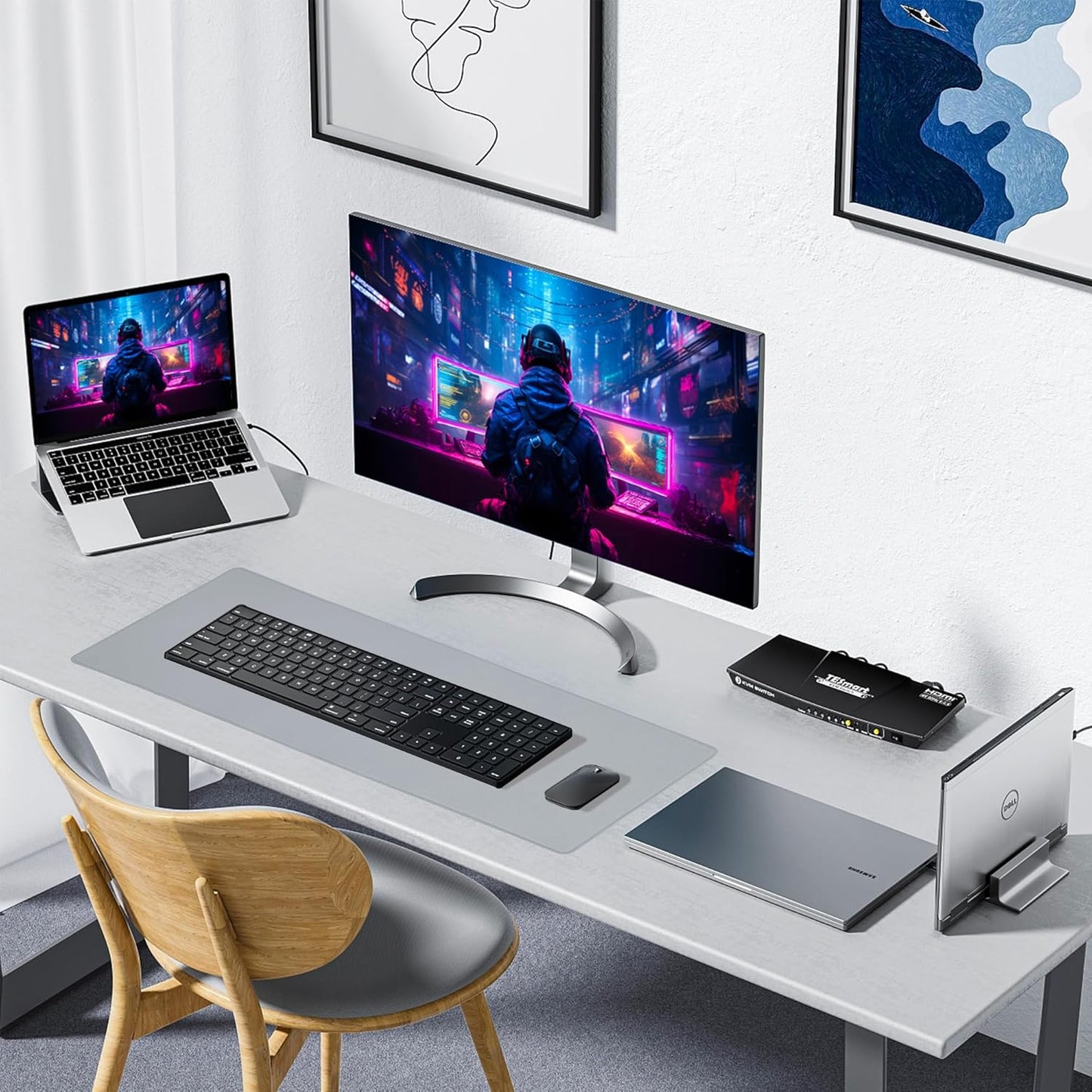 Waterproof Large Gaming Mouse Pad with Durable Stitched Edges,Non-Slip Rubber Base, Mouse Mat Desk Pad for Home Office Gaming, 35.4”X15.7”X0.12”, Gray