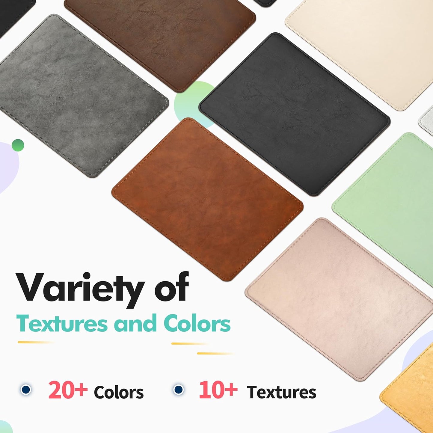 PU Leather Mouse Pad with Stitched Edge Micro-Fiber Base with Non-Slip, Waterproof, Mouse Pad for Computers, Laptop, Office & Home,1 Pack, 8Inch11Inch (Light Pink)