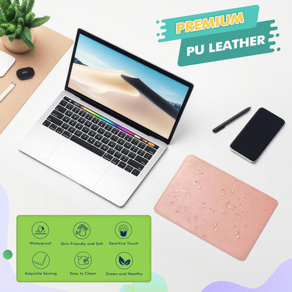 PU Leather Mouse Pad with Stitched Edge Micro-Fiber Base with Non-Slip, Waterproof, Mouse Pad for Computers, Laptop, Office & Home,1 Pack, 8Inch11Inch (Light Pink)